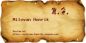 Milovan Henrik névjegykártya